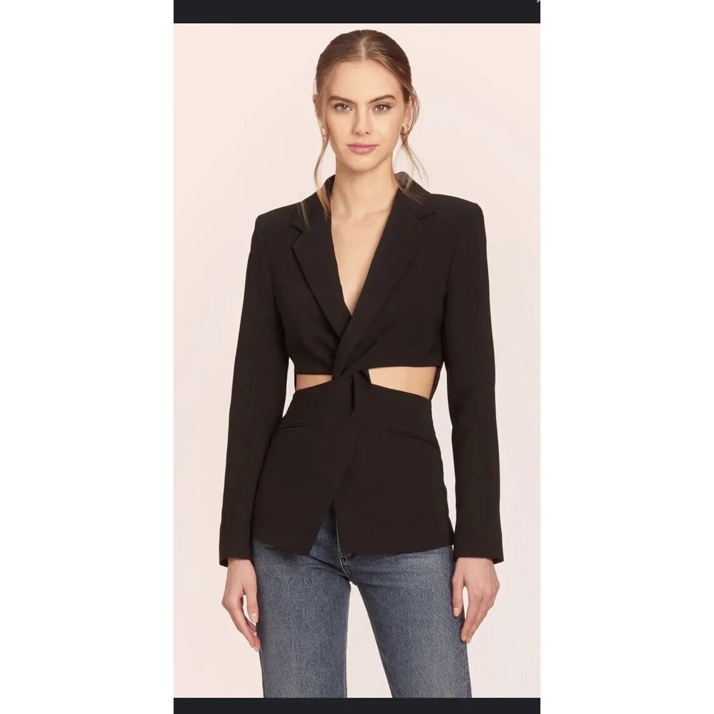 NEW Amanda Uprichard Blazer Black JACKET cutout ronnie LONG SLEEVE s small